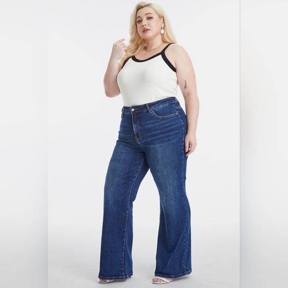 BAYEAS Full Size High Waist Cat's Whisker Wide Leg Jeans - Picture 10 of 15